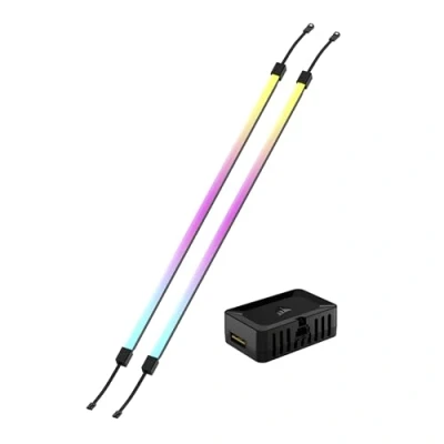 Immagine di Corsair iCUE LINK LS430 Aurora RGB Light Strips 430mm Kit 2x Magnetic Diffused Individually Addressable LED Adapter and ARGB to 3 Pin Cable Included