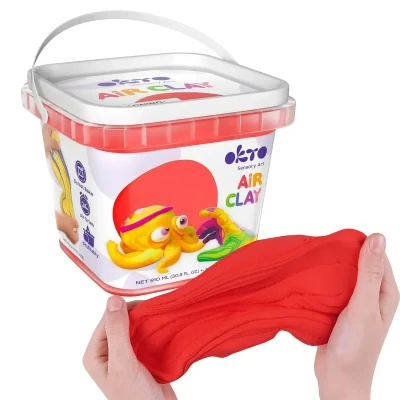 Immagine di Okto 900ml di Argilla rossa secca all&#039;aria per scolpire Kit da modellare colorata ideale bambini magica progetti creativi e sculture