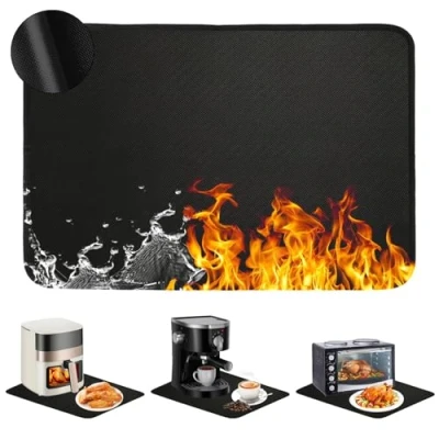 Immagine di Tappetino Resistente al Calore per Friggitrice ad Aria, Antiscivolo e Impermeabile Macchina Caffe, in Silicone Ignifugo Cucina 40 x 60cm