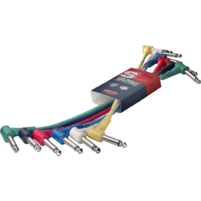 Immagine di Stagg SPC015L E Cavi S Serie Patch Mono Angolari, Set di 6, 0.15m