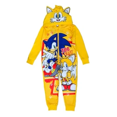 Immagine di Sonic The Hedgehog, Pigiama intero con cappuccio, per bambini e bambine, età 4 14 anni, Code, 13 Anni