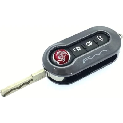 Immagine di Nordecco Custodia per chiave Fiat 500, 500C, 500L, Abarth, Grande Punto, Brava, Panda Stilo, Linea, 3 pulsanti, colore: Grigio