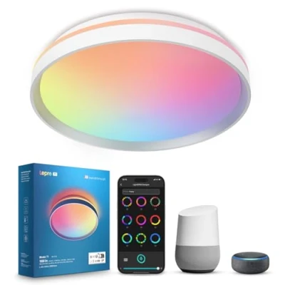 Immagine di Lepro T1 AI Plafoniera LED Smart, Lampada da Soffitto 24W 1800LM IP44 Impermeabile, Wi Fi &amp; Bluetooth, RGB&amp;Luce Bianca Regolabile, Controllo Vocale/Sync Musicale, Funziona con Alexa/Google Home