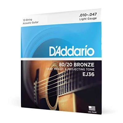 Immagine di D&#039;Addario Corde Chitarra Acustica per EJ36 Set EJ 80/20 BRZ RND WND, 10 47