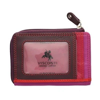 Immagine di Porta carte di credito sottile pelle.Visconti collezione Rainbow PHI RB110 Prugna Multi