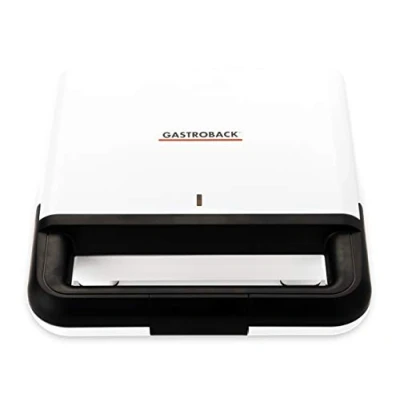 Immagine di Gastroback 42443 Design Sandwichmaker, 750 Watt, antihaftbeschichtete Toastplatten, Klein/kompakt, Weiß/Schwarz Piastra per Toast, Piastre, Piccole/Compatto, Bianco/Nero, Tostapane Antiaderente
