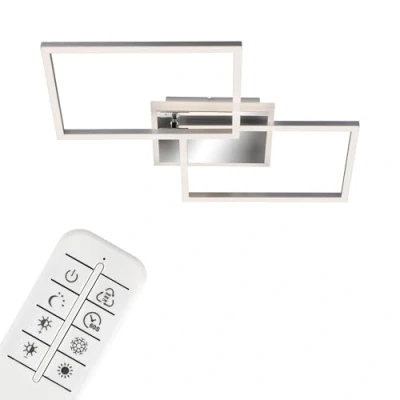 Immagine di Briloner Plafoniera LED, Lampada da Soffitto Dimmerabile, Telecomando, Controllo Temperatura Colore, Include Funzione Luce Notturna e Timer, 40 W, Cromo Alluminio, 500 x 388 80 mm (LxWxH)
