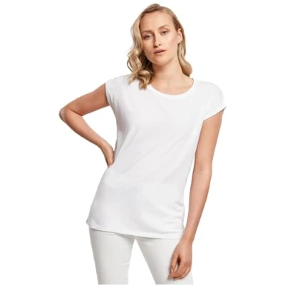 Immagine di Build Your Brand Ladies Extended Shoulder Tee, Maglietta Donna, Bianco, L