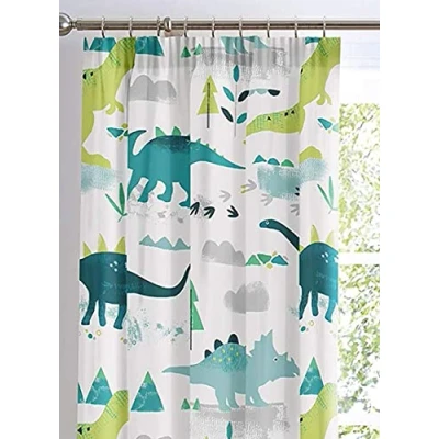 Immagine di Bedlam Dino Glow in The Dark Coppia di tende plissettate a matita, multicolore, 168 x 183 cm, larghezza cm