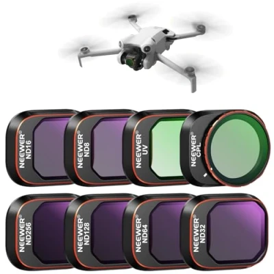 Immagine di Neewer Set di filtri ND e CPL compatibili con DJI Mini 4 Pro, confezione da 8 filtro Polarizzatore UV ND8 ND16 ND32 ND64 ND128 ND256 a densità neutra Accessori Drone Lens, vetro