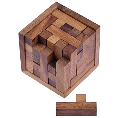 Immagine di LOGOPLAY Cubo Da Imballaggio 125, Puzzle 3D, Gioco Di Pensiero, Indovinelli, Pazienza, Logica In Una Cornice Legno