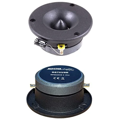Immagine di MASTERAUDIO 2 TWEETER BST03/8B neri da 175 watt rms 350 max 9,7 cm di diametro e 105 dB 8 ohm con profondità 3,8 per casa home feste party, a coppia