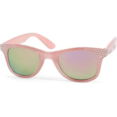 Immagine di styleBREAKER Occhiali da sole Nerd Kids con montatura in plastica e lenti policarbonato, design classico retrò 09020056, colore:Montatura Nero Blu/Vetro Blu munito di specchi