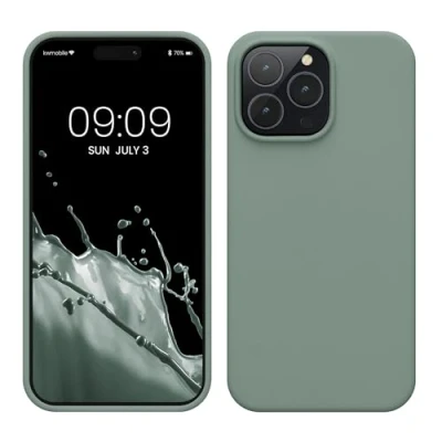 Immagine di kwmobile Cover per Apple iPhone 14 Pro Max Custodia Back Case Caricatore Wireless Antiurto e Flessibile in Silicone TPU verde affumicato