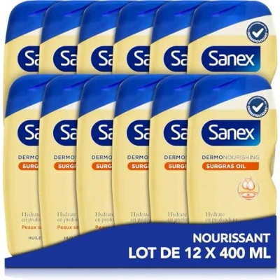 Immagine di SANEX Dermo nutriente Surgras Olio Doccia Corpo Per Tutta La Famiglia* Sviluppato Con Dermatologi Idrata Pelle Secca &amp; Protegge Rende Più Resistente 400 ml x 12