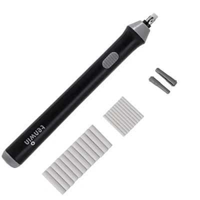 Immagine di gomme elettriche, kit di a batteria con 22 pezzi extra intercambiabili per artisti, gomma matita automatica portatile schizzi