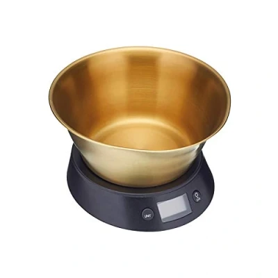 Immagine di MasterClass Bilancia Digitale da Cucina in Acciaio Inossidabile con Ciotola Confezione Regalo, 5 kg Nero / Ottone