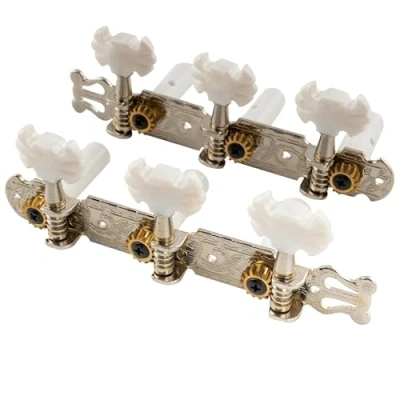 Immagine di Musiclily Pro 3 su un Piatto Stile Lyra Meccaniche per Chitarra Classica, Nichel con Bottone Farfalla