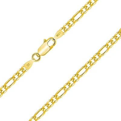 Immagine di Planetys Catenina Argento Sterling 925 Placcato Oro 18K Modello Figaro (1+3) Larghezza 3.25 mm Lunghezza: 55 cm