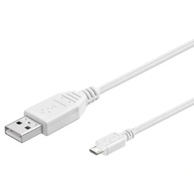 Immagine di PremiumCord Cavo di Collegamento USB Micro 5m, a Maschio B Maschio, Dati 2.0 Ad Alta velocità 480mbit/s, 5 Pin, 2X Schermato, AWG28, Colore Bianco, 5m