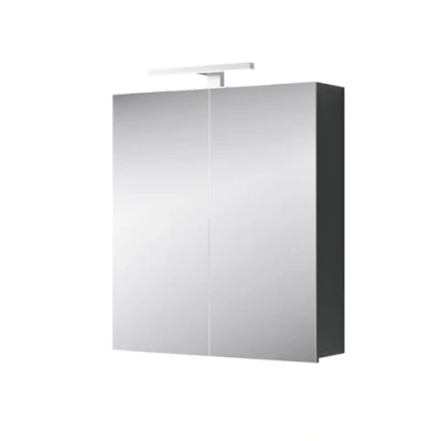 Immagine di Planetmöbel Merkur Armadio a specchio con illuminazione, 60 cm di larghezza, specchio, illuminazione LED cromata, colore antracite
