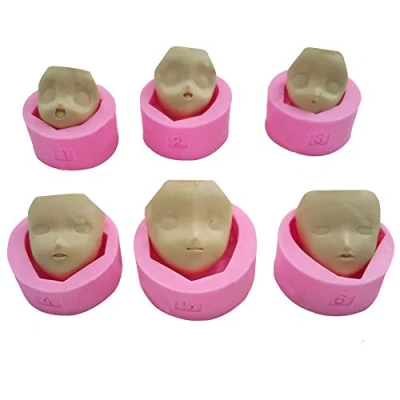Immagine di WonDerfulC, 6 stampi in silicone a forma di testa umana per fondente, modellini bambola, creare torte, argilla, resina, candele, sapone