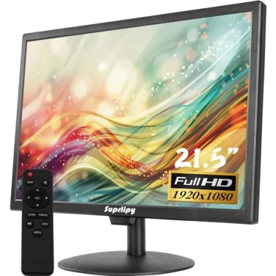 Immagine di Suprlipy 21,5 pollici FHD piccolo monitor IPS schermo LCD 1920x1080 60Hz 16:9 con HDMI BNC VGA AV USB ingresso altoparlanti incorporati per CCTV telecamera di sicurezza DVR PC RasPi