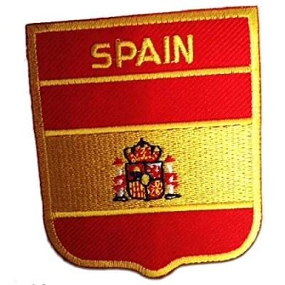 Immagine di Spagna bandiera Toppe termoadesive Patch Toppa ricamate, misura: 6,2 x 7,5 cm