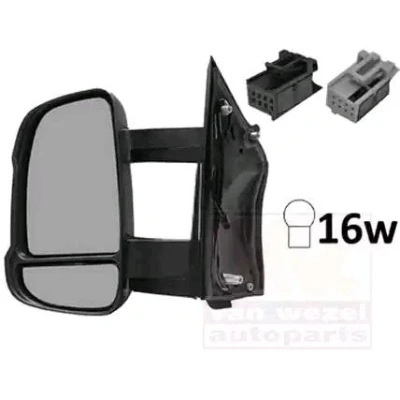 Immagine di Specchio retrovisore esterno Van Wezel 1651815 Sx nero completo, convesso, per regolazione elettrica specchio, termico, con sensore temperatu