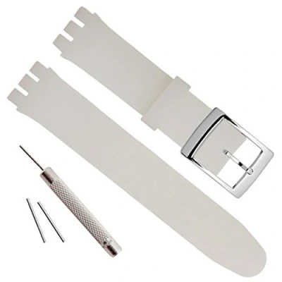 Immagine di Cinturino in gomma siliconica impermeabile placcato argento con fibbia Acciaio inossidabile, 17mm, inossidabile; di silicone