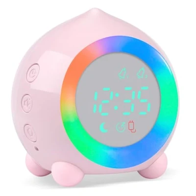 Immagine di Ayybboo Sveglia Digitale Bambina,Sveglie per Bambini Ragazze Ragazzi con Luci Colorate Senza Ticchettio da Comodino Lampada Notturna Silenziosa (Rosa)