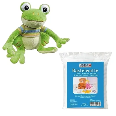 Immagine di Glorex 04601 1K Set Completo di Peluche da imbottire, Rana Joe, Circa 16 cm, incl. 100 g Cotone idrofilo, per lavori manuali e Coccole, Multicolore,