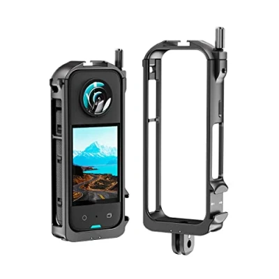 Immagine di Fututech 1/4 Telaio di Protezione in Lega Alluminio per Insta 360 X3 Custodia Gabbia Action Camera Cold Shoe Protector Accessori