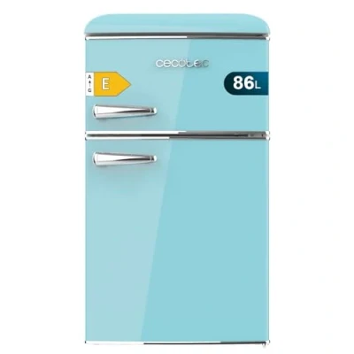 Immagine di Cecotec Mini Frigorifero Retro Bolero Coolmarket 2D Origin 86 Blue E. Due Porte Blu di 89,3cm Altezza e 48,7 Larghezza con Capacità 86L, Classe Energetica E, Led Interno Maniglia Cromata
