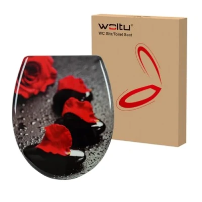 Immagine di WOLTU Sedile WC Copriwater Universale con Chiusura Ammortizzata Tavoletta Antibatterico Soft Close Cerniere Regolabili Toilet Seat Colore WS2547