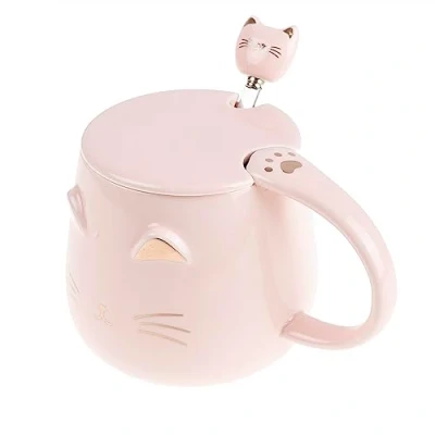 Immagine di lachineuse KAWAII Tazza per gatti con coperchio e cucchiaio