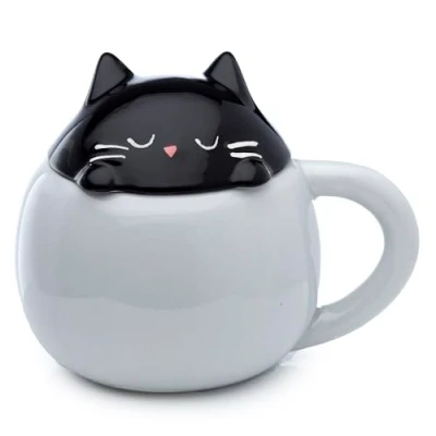 Immagine di Puckator Tazza in Ceramica con Coperchio Sagomato Gatto Feline Fine