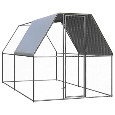Immagine di vidaXL gabbia per polli 2x4x2 m in Acciaio Zincato, casetta polli, recinzione galline, pollaio, con tetto