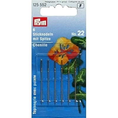 Immagine di Prym 125557 Aghi da Ricamo, Argento, 22er, 40 x 0,90 mm, 6 Stück
