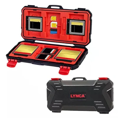 Immagine di LYNCA Custodia per schede di memoria a 36 scomparti impermeabile e anti shock 12 SD +3 CF + 3 XQD 6 TF (Micro SD) +6 SIM, Nano SIM