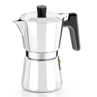 Immagine di BRA Caffettiera Adatta a Tutti i Tipi di Cucine, Compresa l&#039;induzione, Alluminio, Multicolore, 12 Tazze