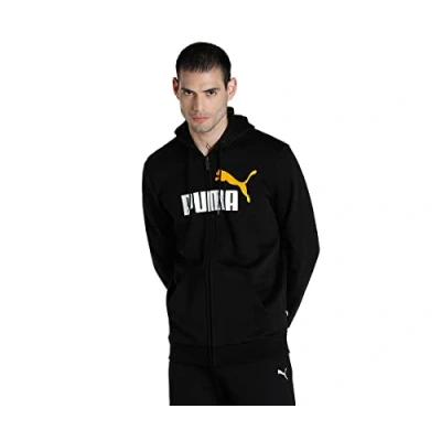 Immagine di PUMA Ess+ 2 col FZ Felpa con Cappuccio FL Sudore, Mandarino Nero, M Uomo