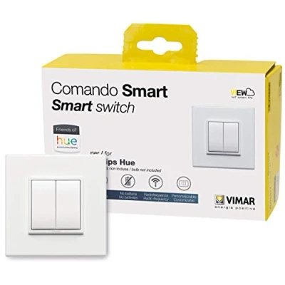 Immagine di VIMAR 0K03906.03 Eikon Evo Friends of Hue Smart Switch Kit, Wireless Light senza batteria, Dimmer Kit contiene doppia piastra di copertura, telaio montaggio, interruttore e 2 pulsanti