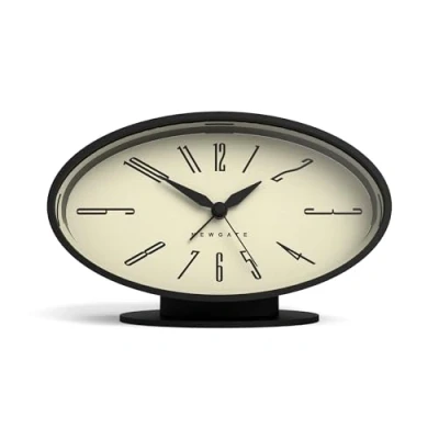 Immagine di Newgate Sveglia ovale retrò Ronnie&#039; con finitura in silicone nero soft touch e movimento silenzioso segnale acustico di allarme digitale.