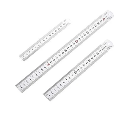 Immagine di Siumir Righello in Acciaio Inossidabile 15 cm 20 30 Righelli Metallo Doppio 3 pezzi Set per Ingegneria, Insegnamento, Offi