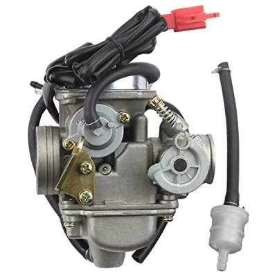 Immagine di GOOFIT PD24J Carburatore Moto 24mm con Filtro Carburante del Tubo Pit Bike 125cc sostituzione per 4 Tempi 150cc ATV Quad Cinese Motore 157QMJ Scooter Go Kart Ciclomotore Argento