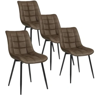 Immagine di WOLTU BH207br 4 4X Sedie Sala da Pranzo Vintage Sgabello Imbottito con Rivestimento in Ecopelle Marrone