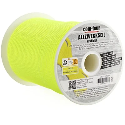 Immagine di com four® Corda Ø 3mm, 100m con 3 per Barche, Campeggio, Outdoor in Nylon capacità di carico 192kg Tende e Multiuso