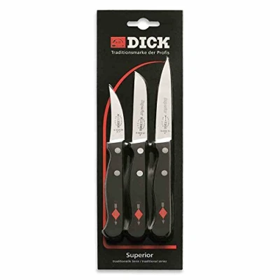 Immagine di DICK 8470004 Set di 3 coltelli in acciaio, 27,5 x 8,5 1 cm, colore: Nero