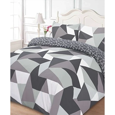 Immagine di Dreamscene Copripiumino in policotone con federa per letto singolo Forme Nero